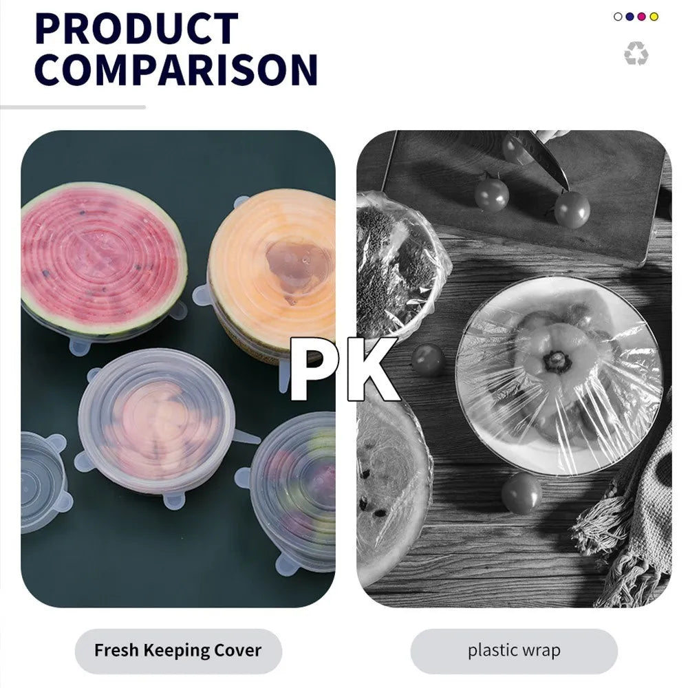 6 Silicone Stretch Lids – Universal Food Covers